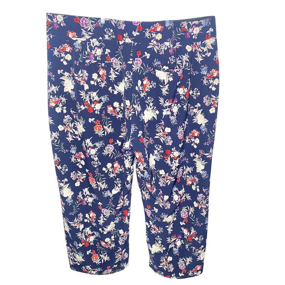 Lane Bryant "The Allie" Navy Floral Wide Leg Four Pocket Pants Size 28 - Picture 3 of 10